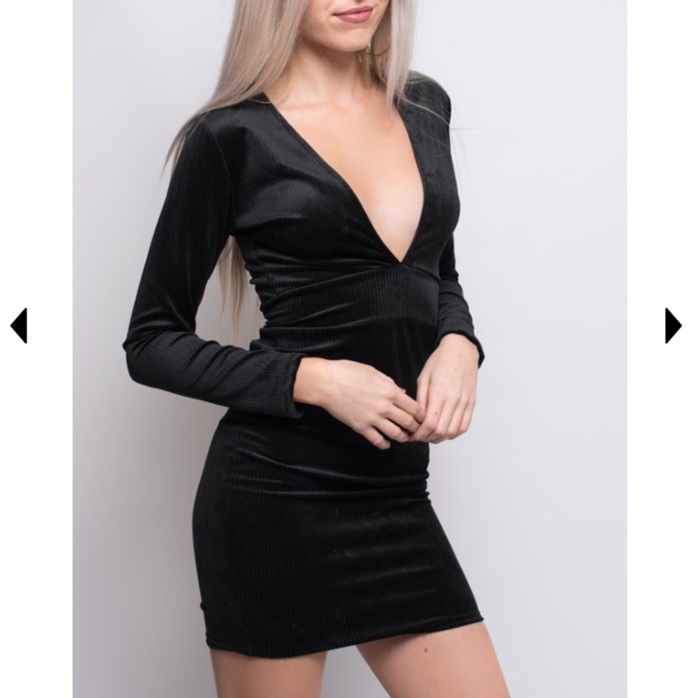 Black Deep V Dress